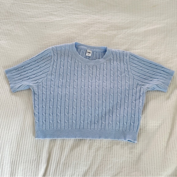 Twik Cable Knit Baby Blue Tshirt | US S - Picture 1 of 5